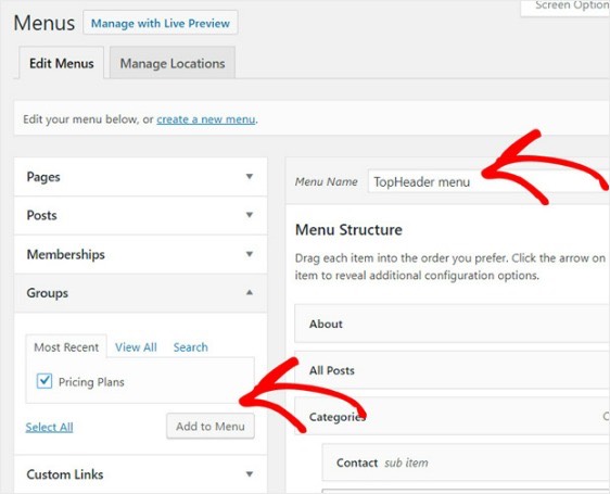 Aggiungi la pagina al menu di navigazione di WordPress