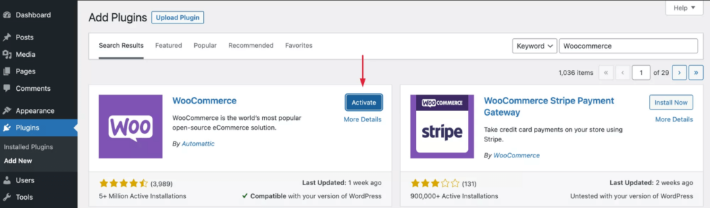 เปิดใช้งาน WooCommerce