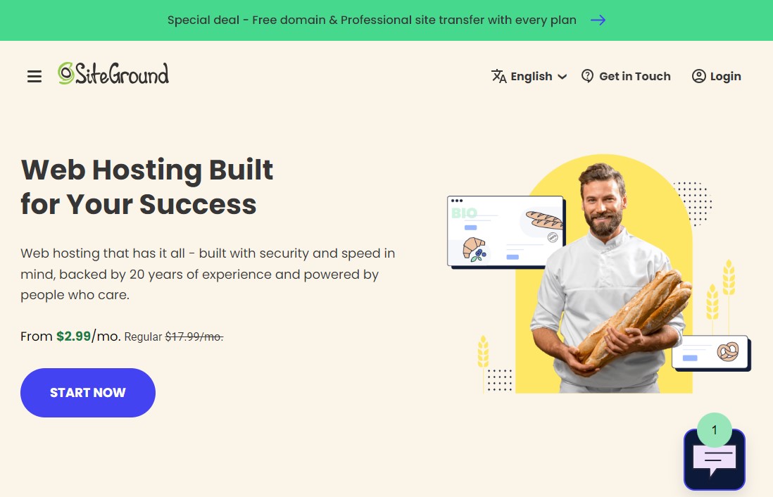 SiteGround - أفضل استضافة ويب للشركات الصغيرة