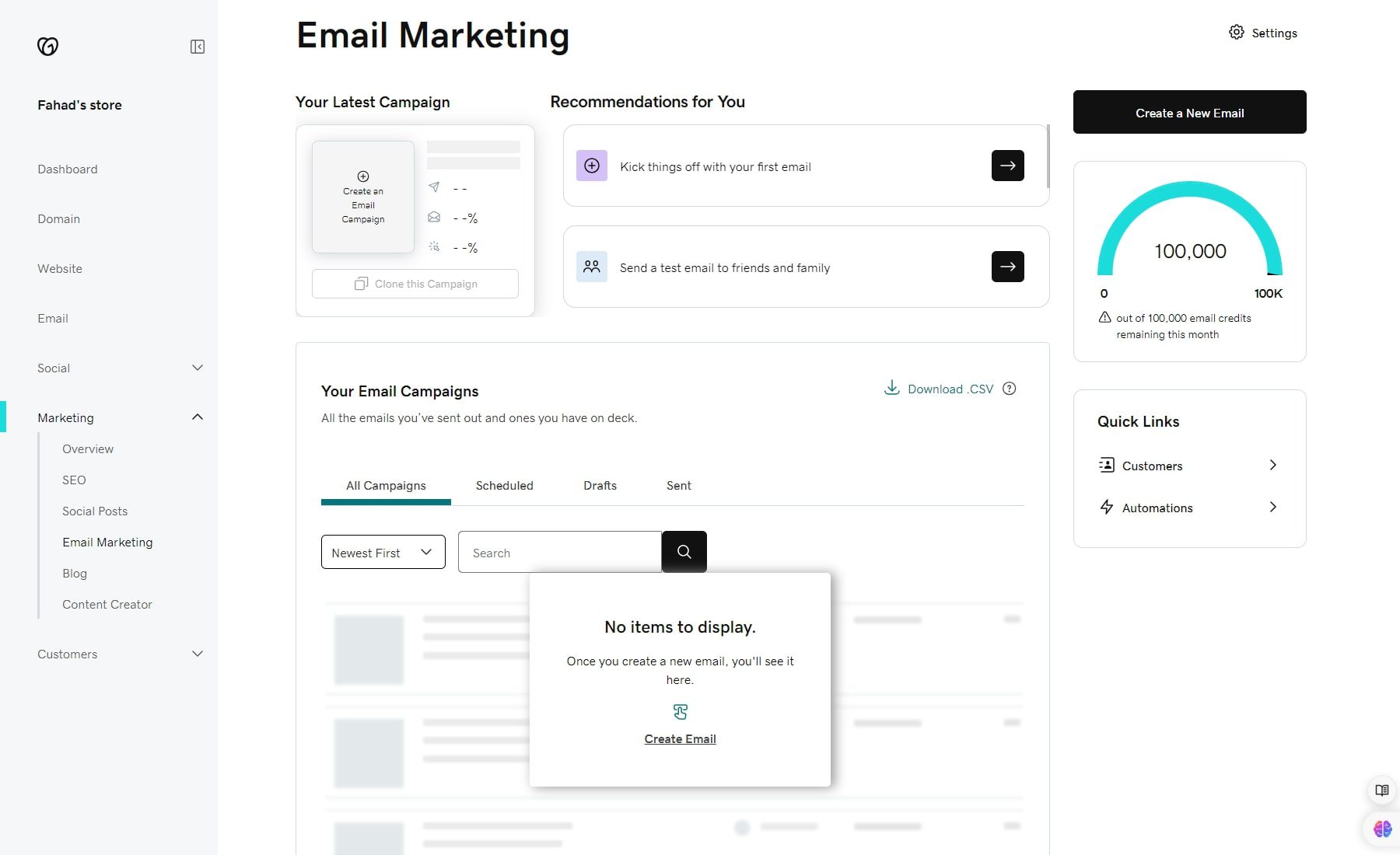 planos de marketing por e-mail godaddy