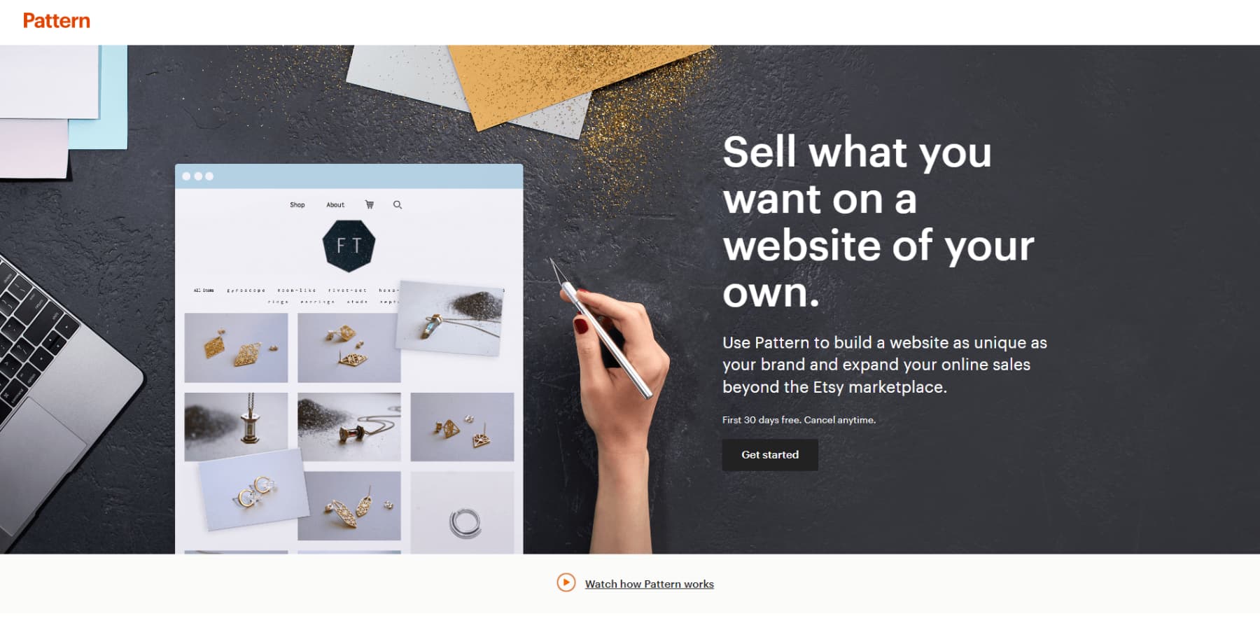 Uno screenshot della home page del Website Builder di Etsy