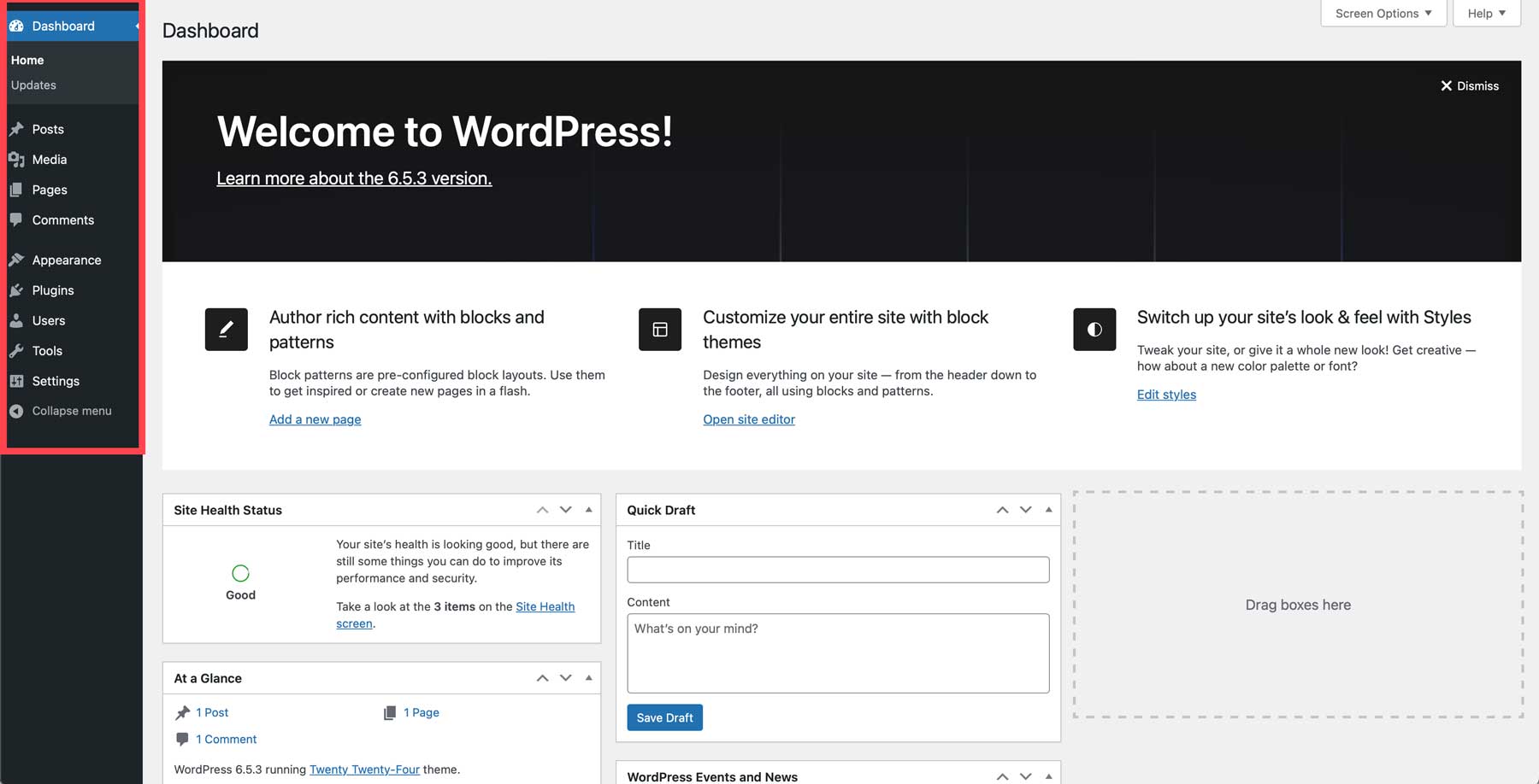 WordPress ダッシュボード