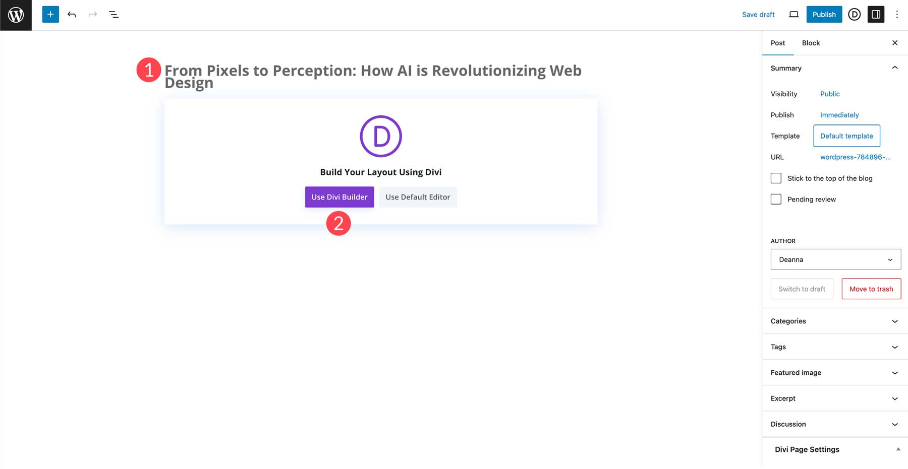 สร้างโพสต์บล็อกใหม่ด้วย Divi AI