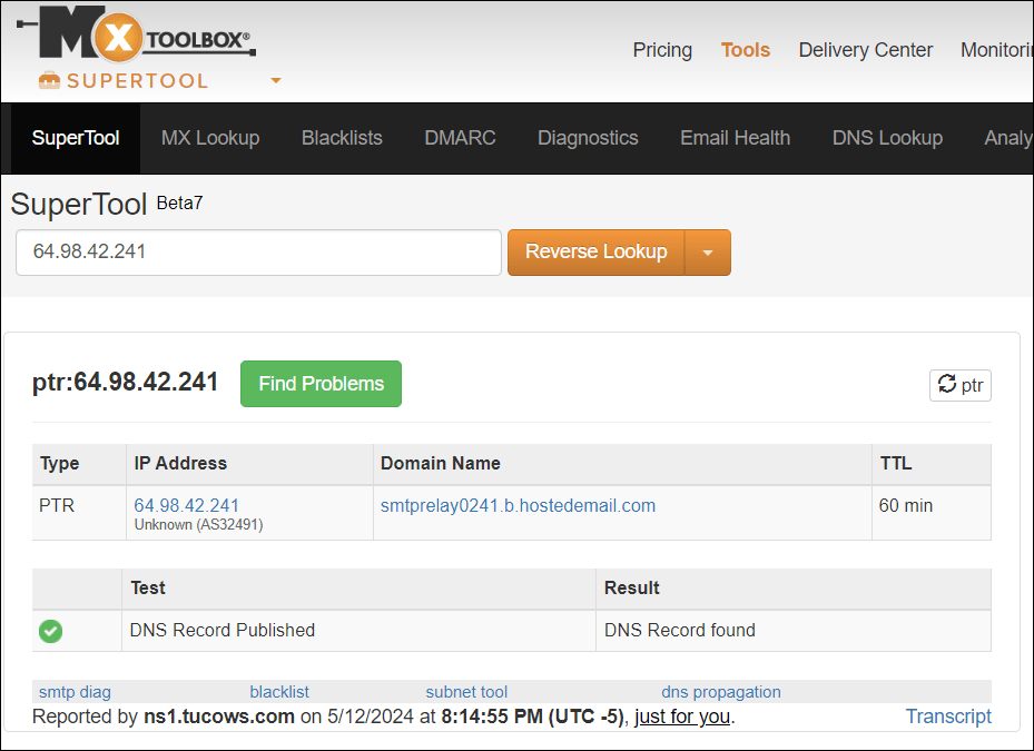 MXToolbox.com - Pencarian Terbalik