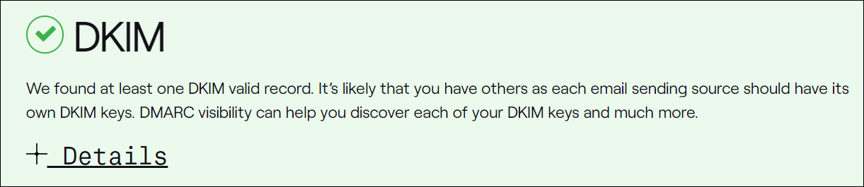 Beispiel für eine DKIM-Prüfung einer gültigen E-Mail-Domäne