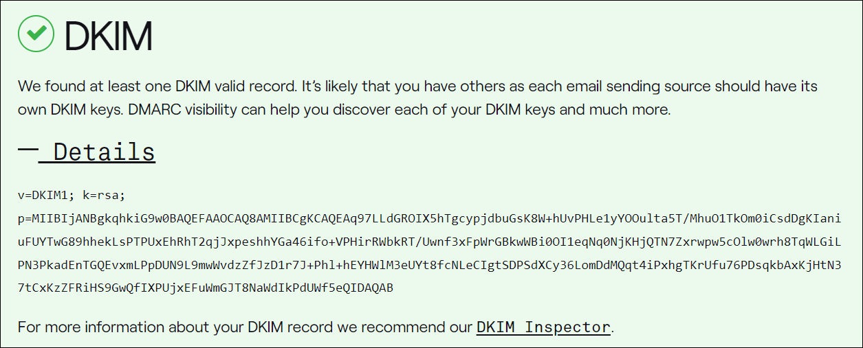 有效的 DKIM 記錄