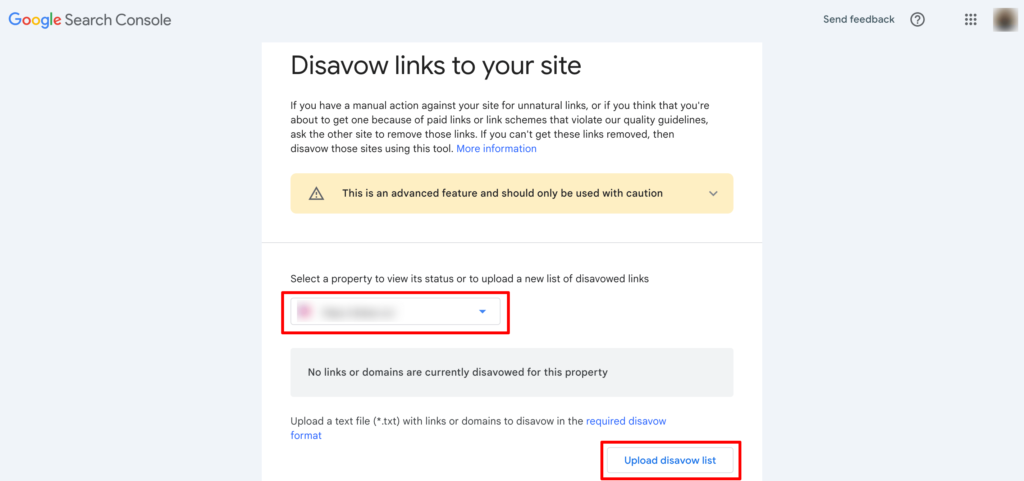 На этом изображении показан инструмент Google Disavow.