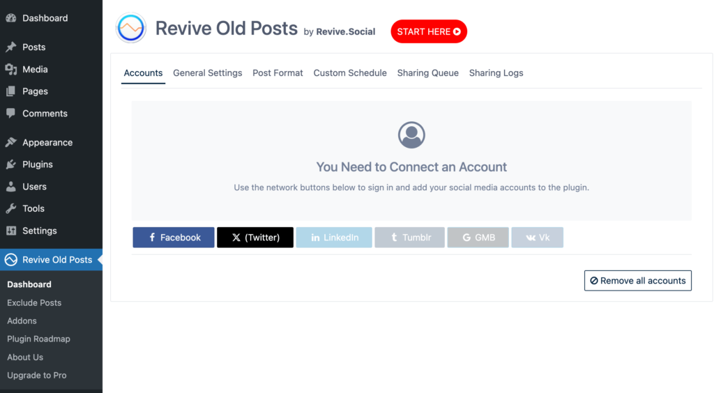 นี่คือภาพหน้าจอของ Revive Old Post Dashboard