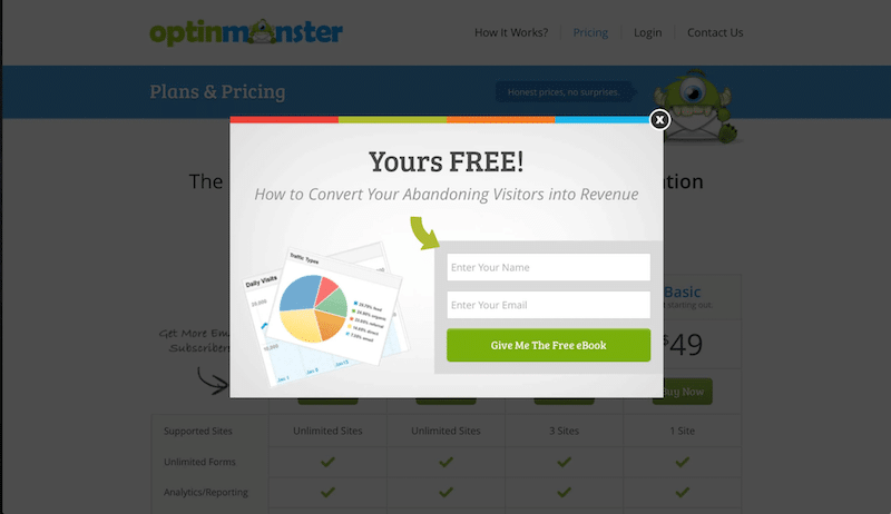 O visitante baixa um e-book e você recebe o e-mail - Fonte OptinMonster 