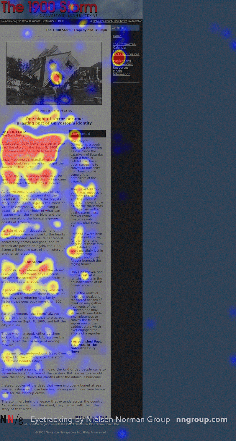 Eye-Tracking-Studie zeigt, dass Titel und Einleitung beim Bloggen entscheidend sind – Quelle: nngroup.com 