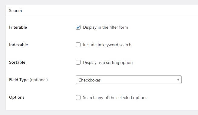 Configurando um filtro de pesquisa de listagem.