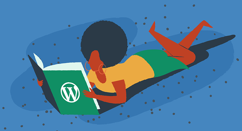 Una donna legge un libro per conoscere WordPress