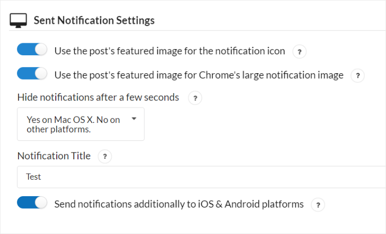 onesignal sent notification settings