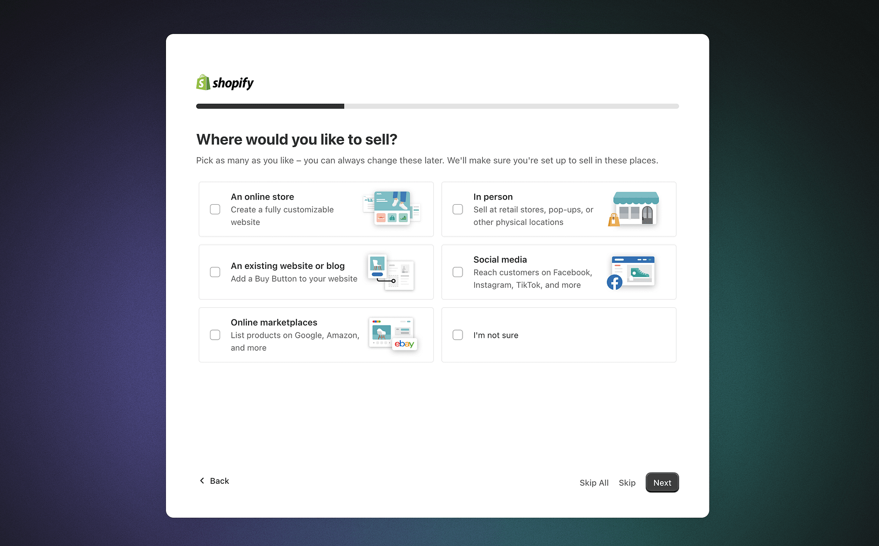 Shopify 제품을 판매할 수 있는 곳.