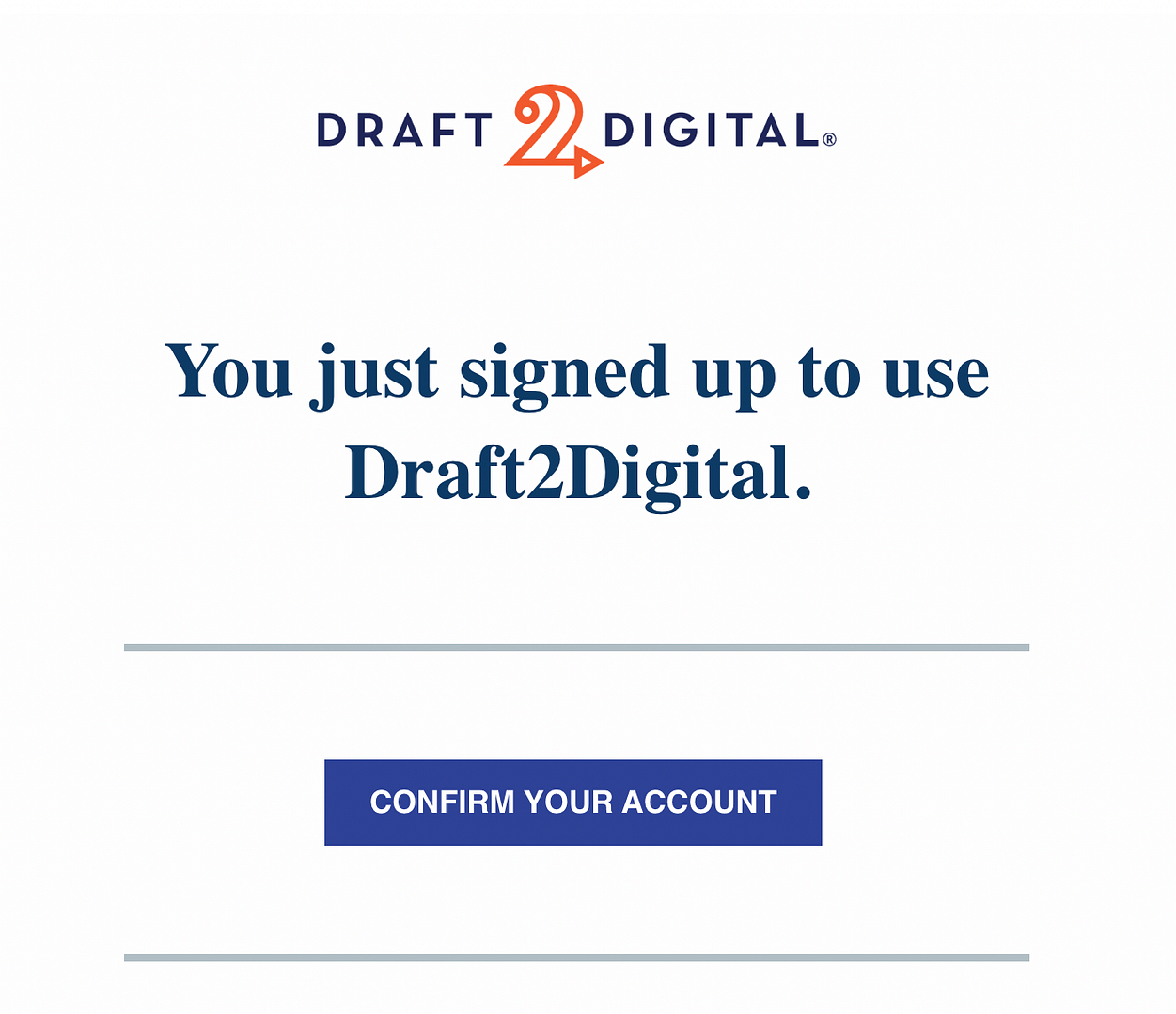 E-mail de confirmare Draft2Digital.