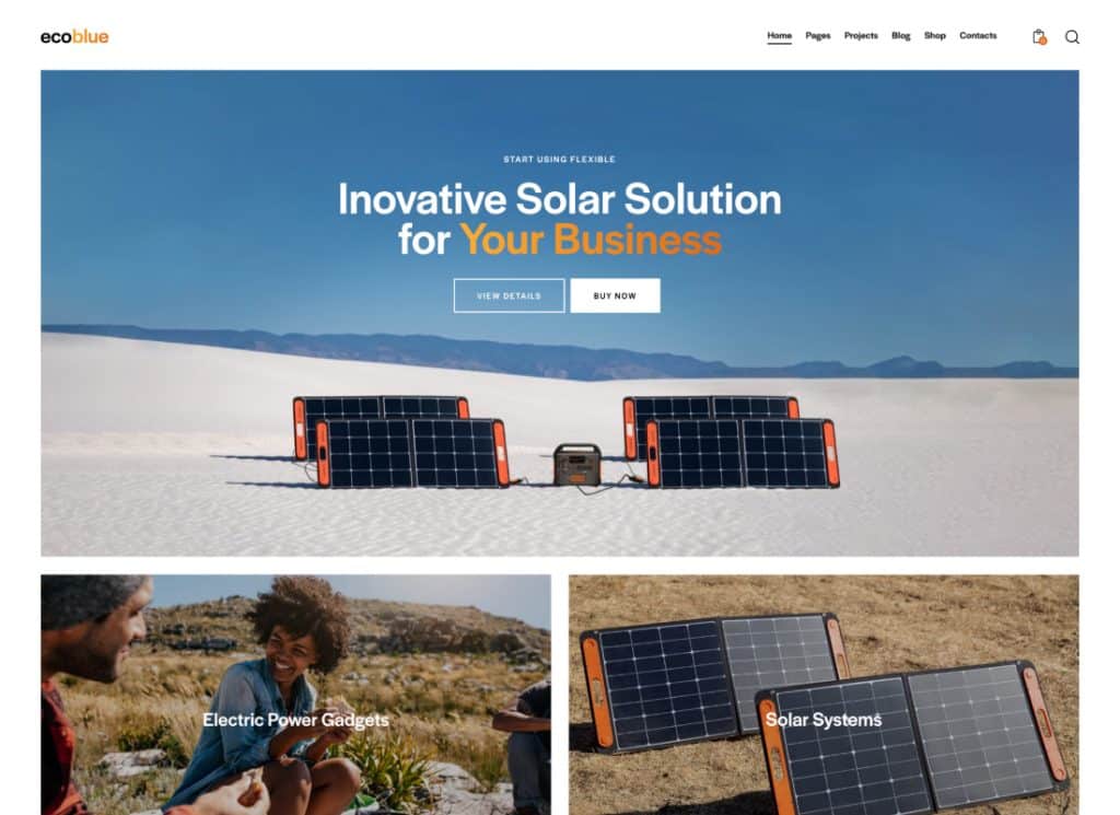 EcoBlue – WordPress-Theme für Kraftwerke und Solarbausätze 