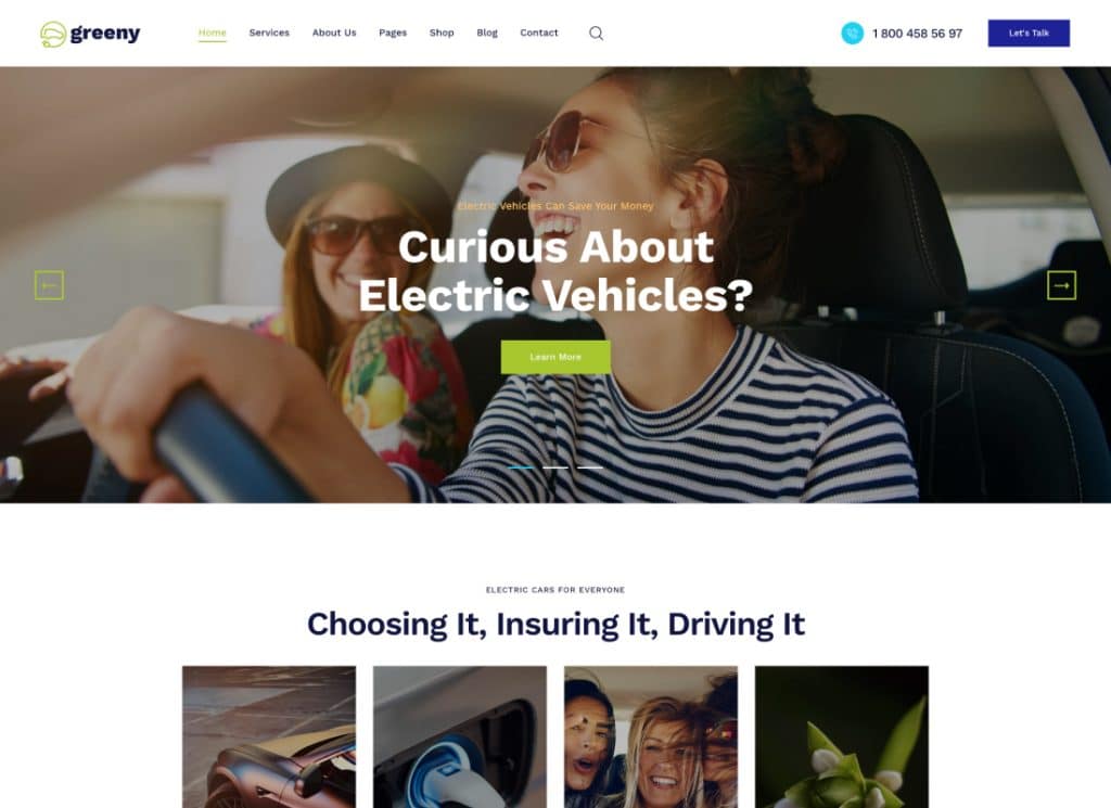 Greeny – WordPress-Theme für Elektroautohändler 