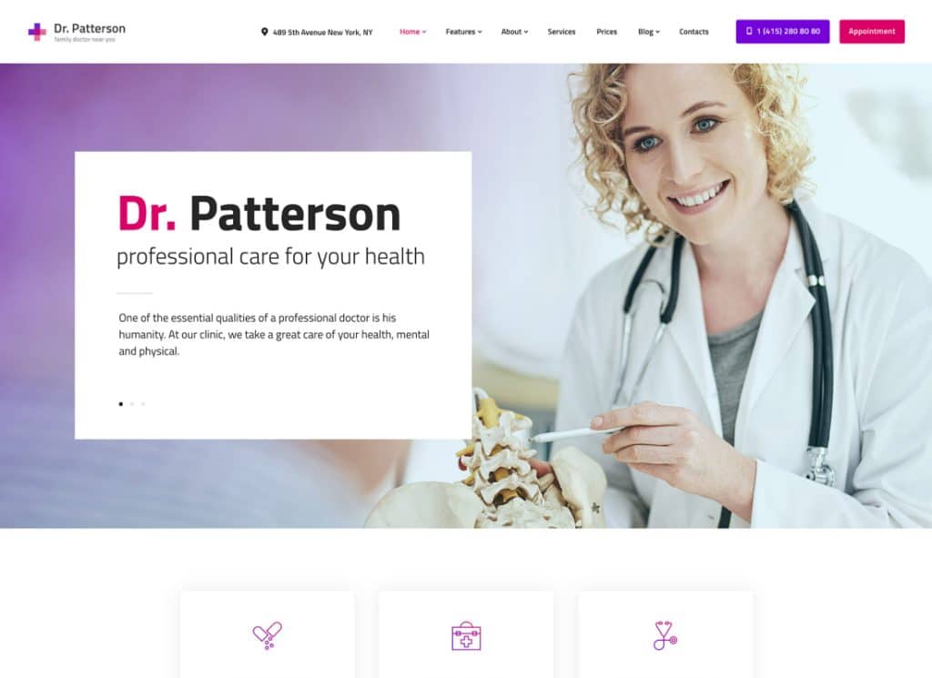 Dr.Paterson - موضوع WordPress للطب والرعاية الصحية 