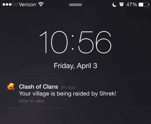 Notifica push di Clash of Clans