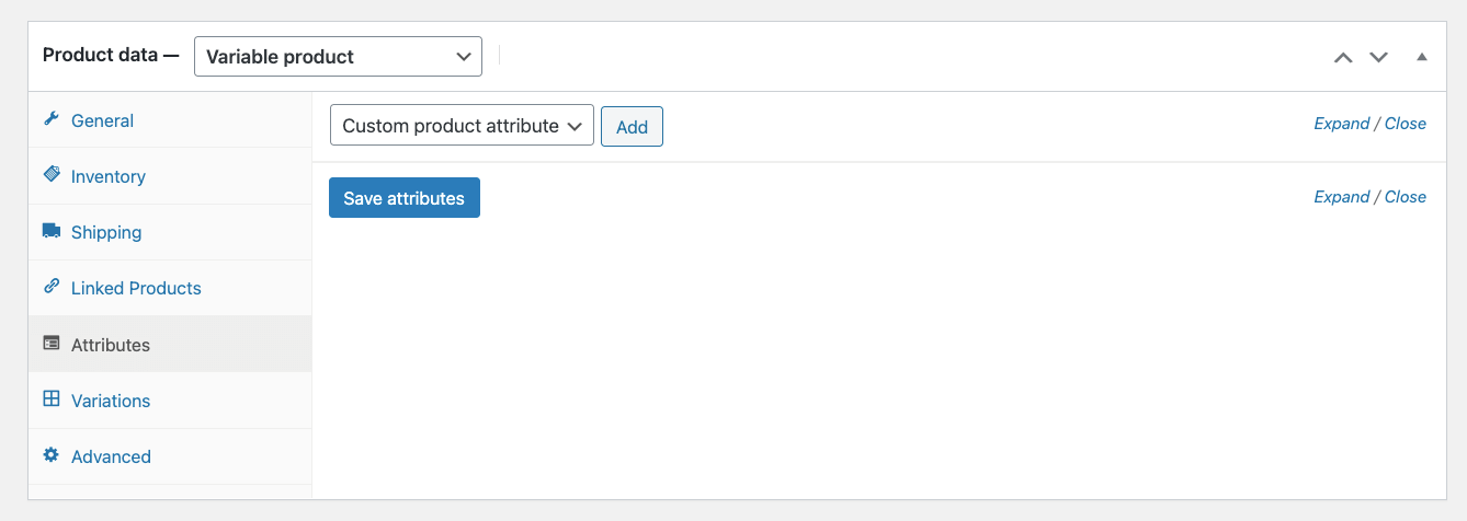 WooCommerce-Produktattributdaten – für WooCommerce-Variablenprodukte