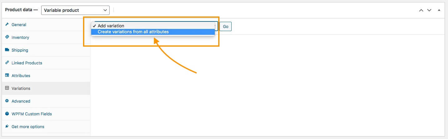Создание вариантов со всеми атрибутами — для переменного продукта WooCommerce.