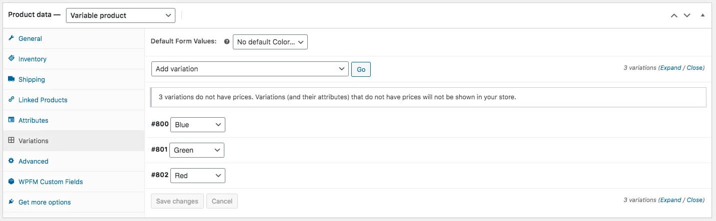 Generați variante adăugate - pentru WooCommerce Variable Product