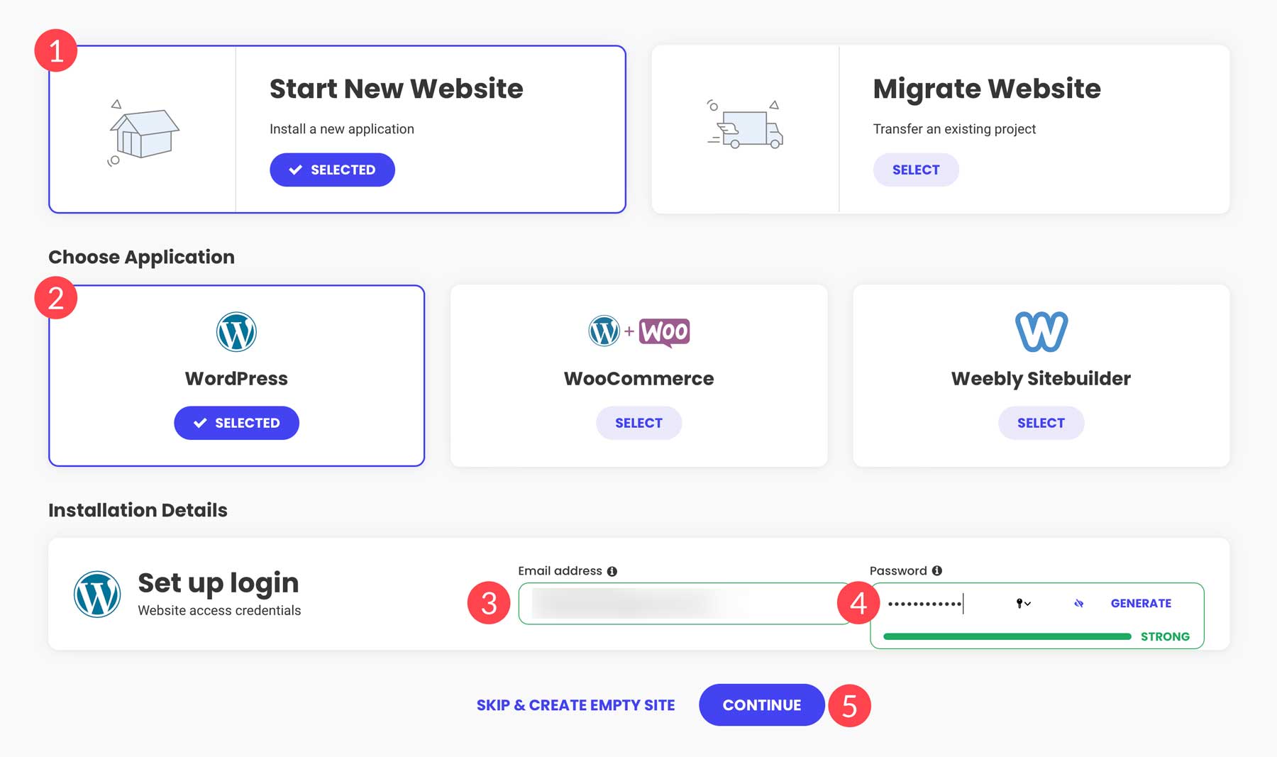 Credenciais de login do WordPress