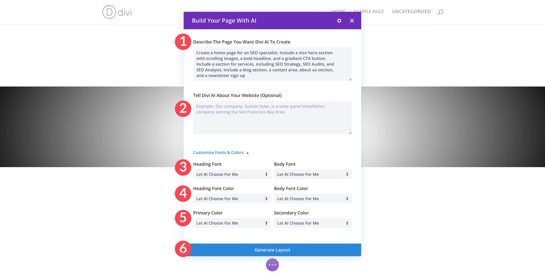 Configuración de Divi AI