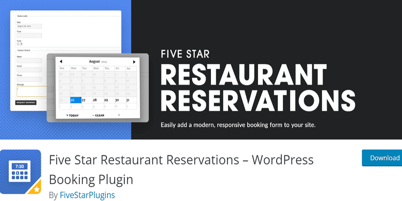 Plugin-Reservasi-Restoran-Bintang Lima-Terbaik-Gratis-WordPress-Restoran-Reservasi-Plugin