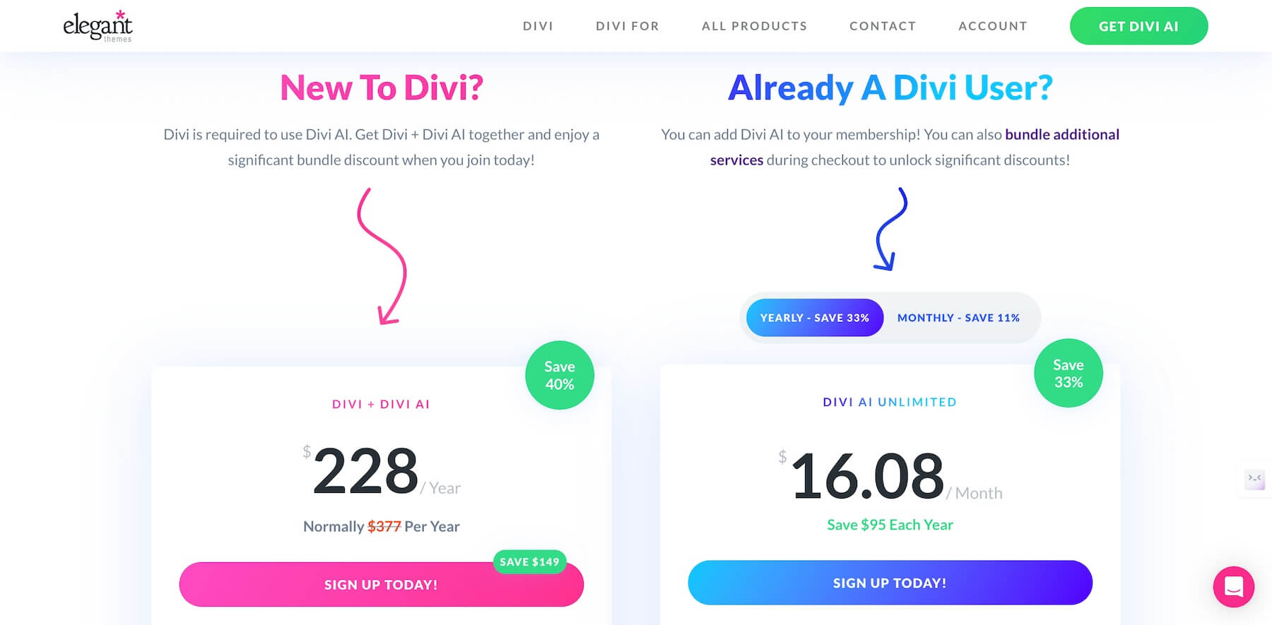 Preisoptionen für Divi AI