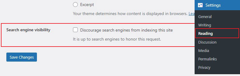 إعدادات رؤية محرك البحث في ووردبريس