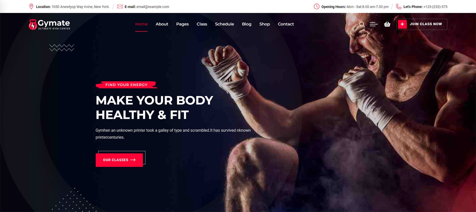 Gymat のグラフィック。Web サイト用の視覚的に魅力的なジムのテーマです。