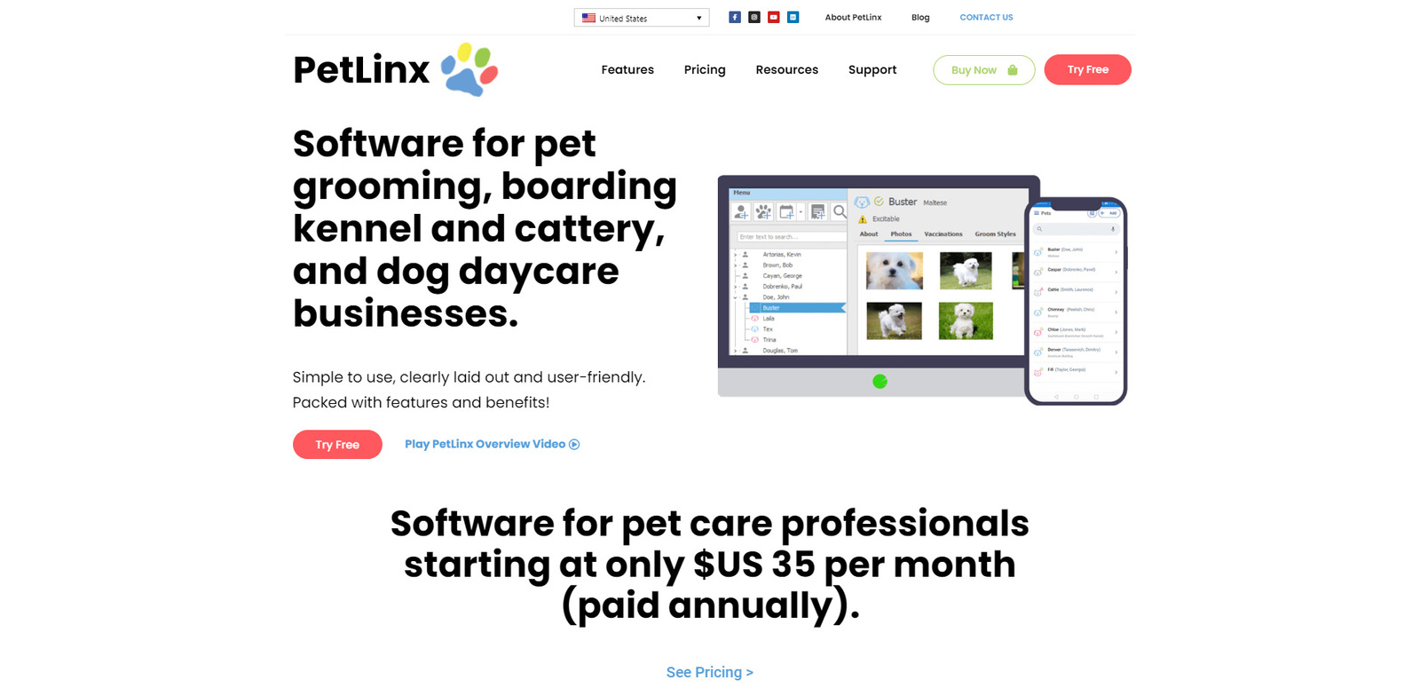 Image de PetLinx, une application de bureau et basée sur le cloud pour les chenils.