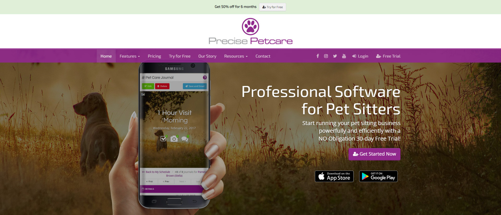 Imagem do Precise Petcare, uma das melhores opções de software de cuidados com animais de estimação para passeadores de animais de estimação.