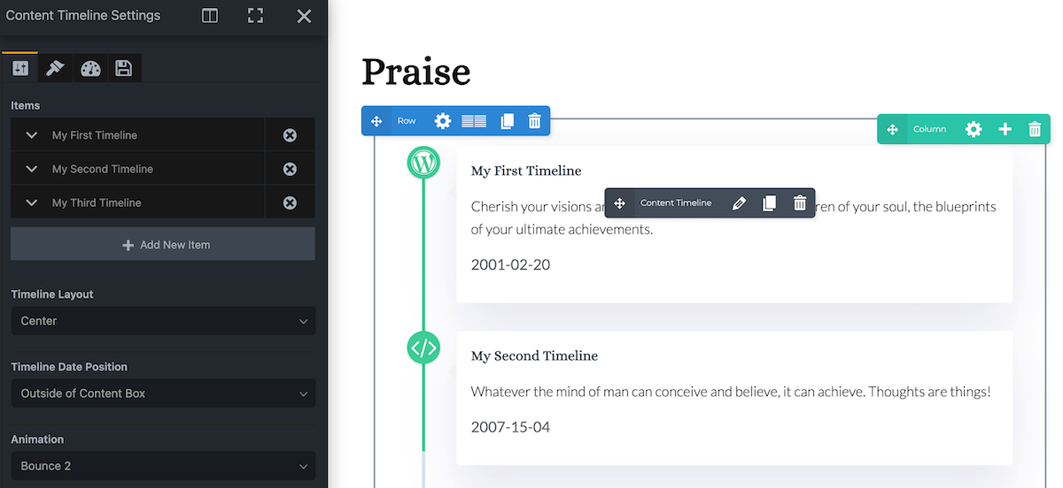 ตัวเลือกการปรับแต่งรายการ WP Composer