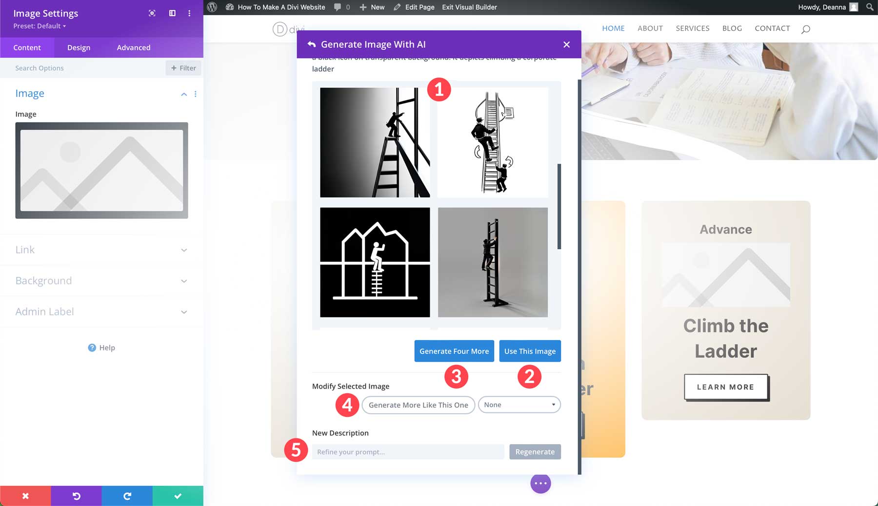 ตัวเลือก Divi Image AI