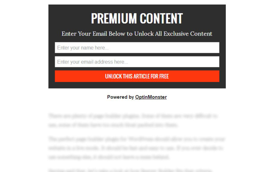 OptinMonster 內容鎖定範例