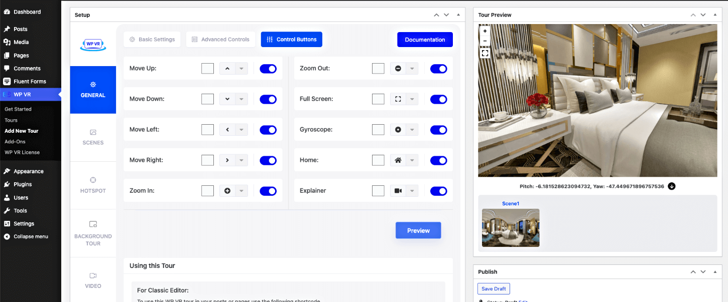 butoane de control - tur virtual al hotelului