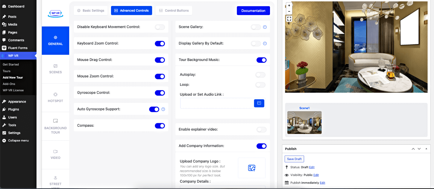 zaawansowane sterowanie - wirtualny spacer po hotelu