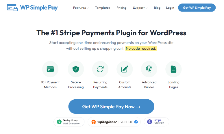 wp simple pay homepage