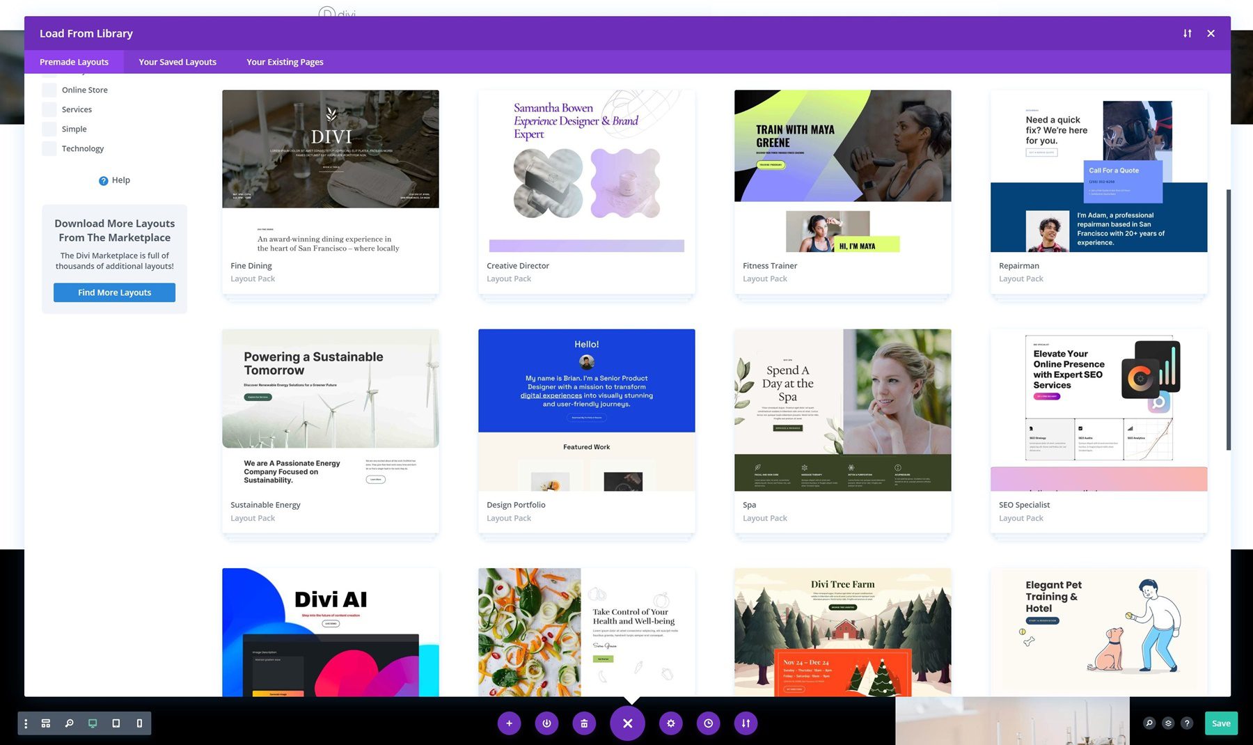 لقطة شاشة لمكتبة Divi Layout Pack