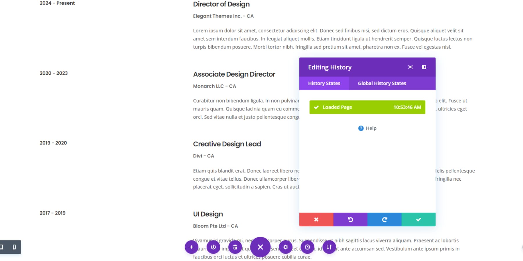 Une capture d'écran des options non intrusives de Divi