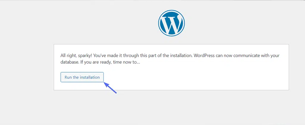 Run the WordPress Installation