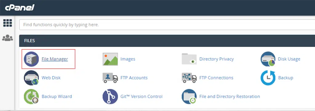 File Manager in cPanel