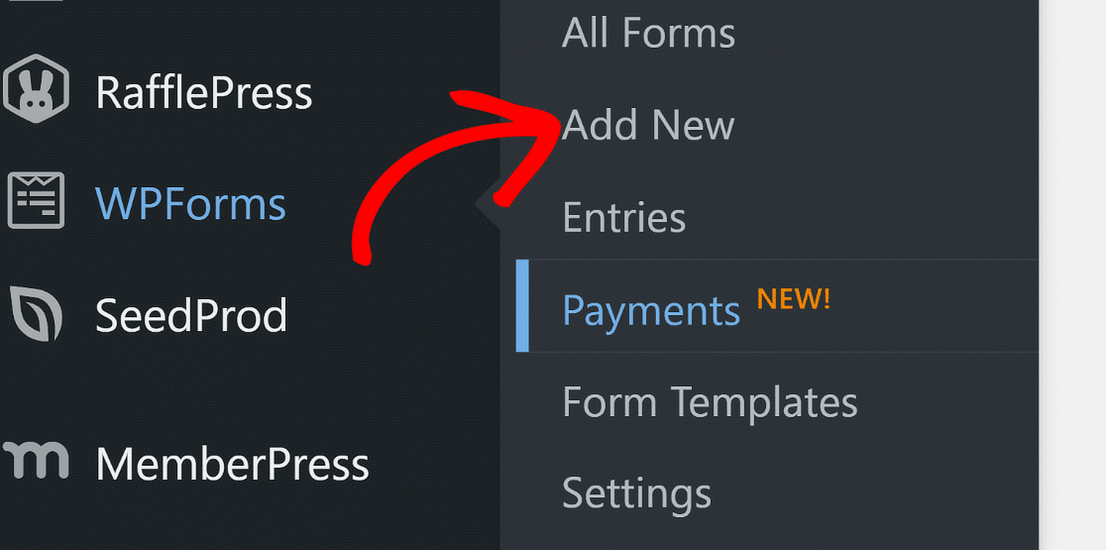 wpforms add new form