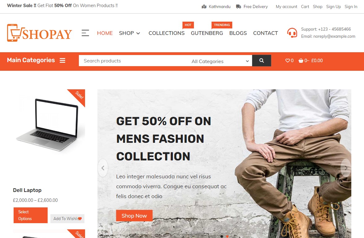 Shopay – Thème WordPress de commerce électronique réactif et gratuit