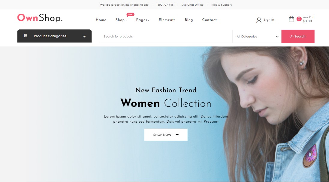 Own Shop – Thème WooCommerce gratuit pour WordPress