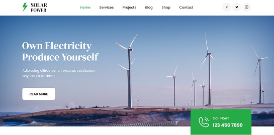 Thème WordPress pour l'énergie verte