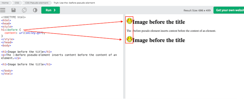 ::sebelum dan ::sesudah elemen - Sumber: W3Schools