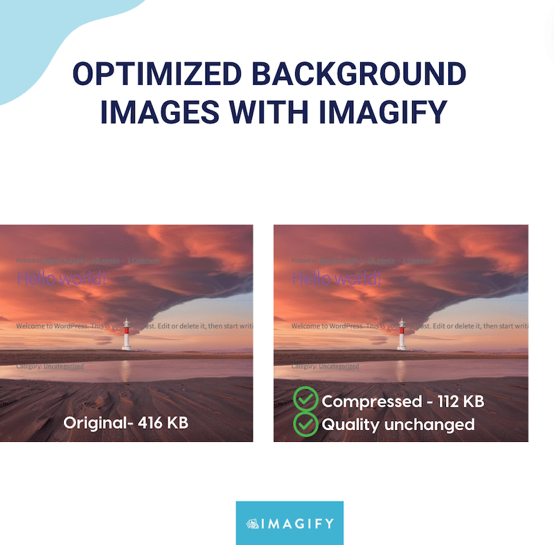 Kompresi dan kualitas tidak berubah dengan Imagify - Sumber: Imagify